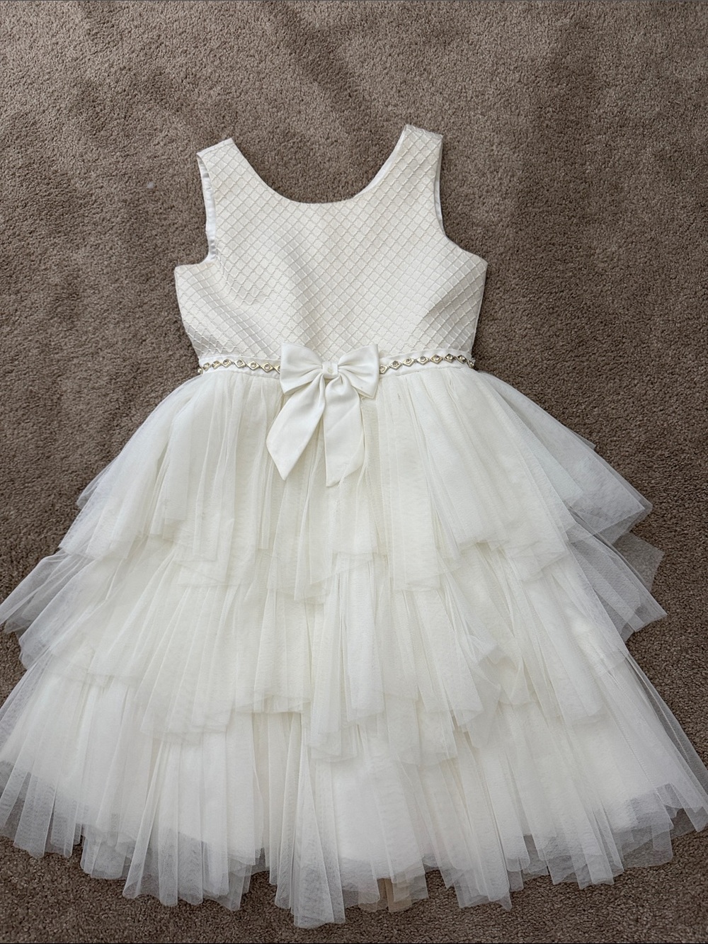American Princess Ivory Party Dress with Bow Waist